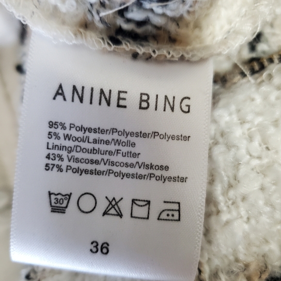 Anine Bing The Becky Tweed Cream Check Tailored High Waist Wool-Blend Shorts NWT - Picture 13 of 15